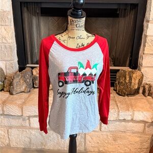 Source Unknown Red and Gray Kids Pajama Top